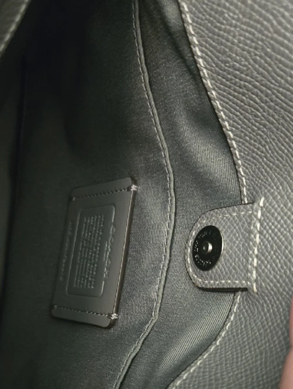 Coach Charcoal Gray Leather Satchel with Chain Accent